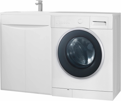 Тумба для комплекта Bellezza Олиссия 120 L, белая, под стиральную машину, напольная, с дверками