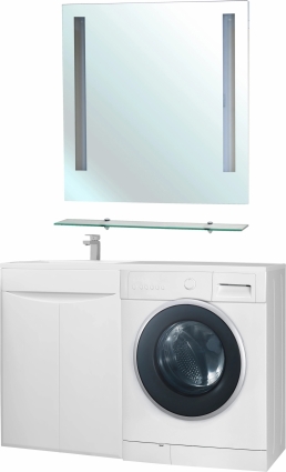 Мебель для ванной Bellezza Олиссия 120 L, белая, под стиральную машину, напольная, левая