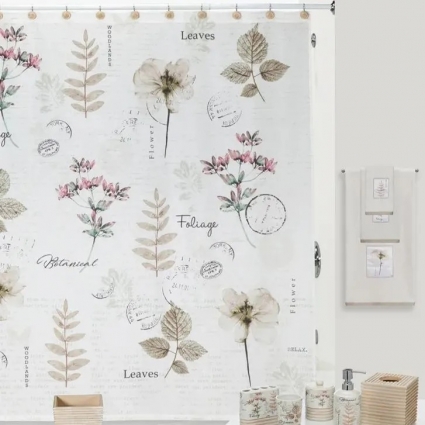 Штора для ванной Creative Bath Pressed Leaves S1272NAT в современном стиле