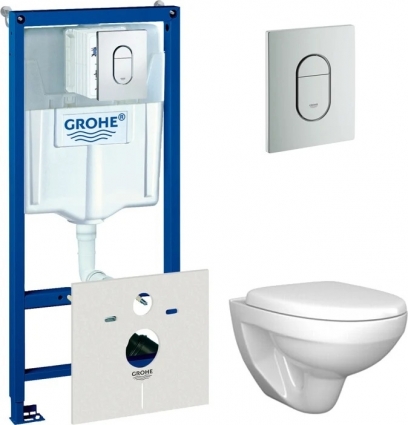 Комплект Унитаз подвесной Sturm Wave SW-WA17077-CR + Система инсталляции для унитазов Grohe Rapid SL 38929000 4 в 1 с кнопкой смыва