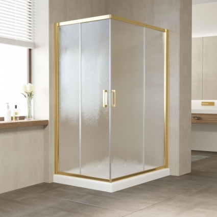 Душевой уголок Vegas Glass ZA-F 120*80 09 02 профиль золото, стекло шиншилла, прямоугольный, двери раздвижные