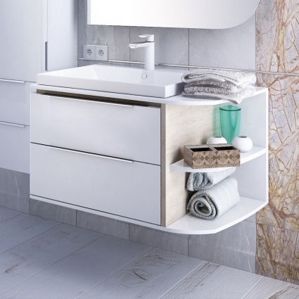 Тумба для комплекта Iddis Calipso 80 R, подвесная, белая, дерево, правая, ручки сатин