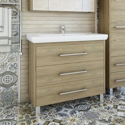 Тумба для комплекта Sanflor Ларго 100 швейцарский вяз с ящиками, ручки серебро