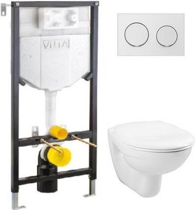 Комплект VitrA Uno 9773B003-7206 подвесной унитаз + инсталляция + кнопка