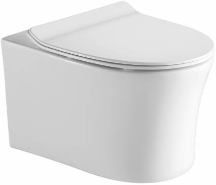 Унитаз подвесной SantiLine SL-5006 безободковый, с микролифтом, белый, овальный, 36x54 см