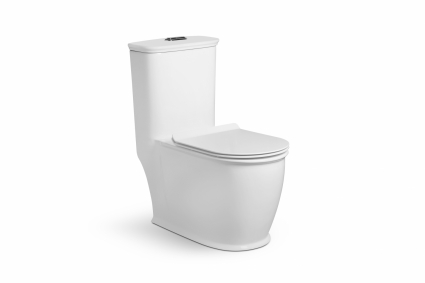 Унитаз-моноблок SantiLine SL-5019 безободковый, с микролифтом, белый, овальный, 41.5x70 см