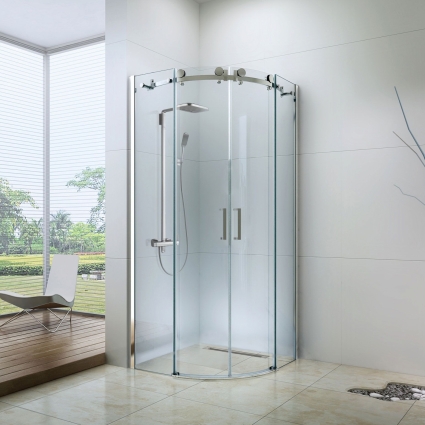 Душевой уголок Berges Wasserhaus Gelios 061025 90х90, профиль хром сильвер, четверть круга, двери раздвижные