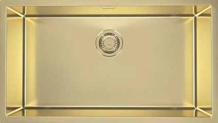 Мойка кухонная Alveus Quadrix Monarch 60 золото глянцевая, прямоугольная, 79x45 см