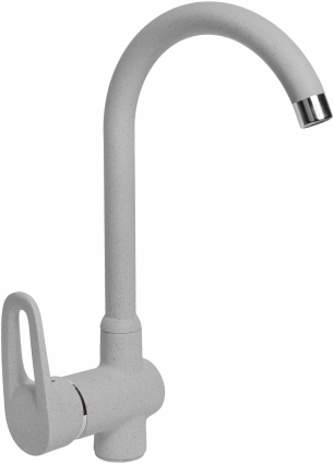 Смеситель AquaGranitEx C-5035 для кухонной мойки, серый, однорычажный, высота излива 28.9 см