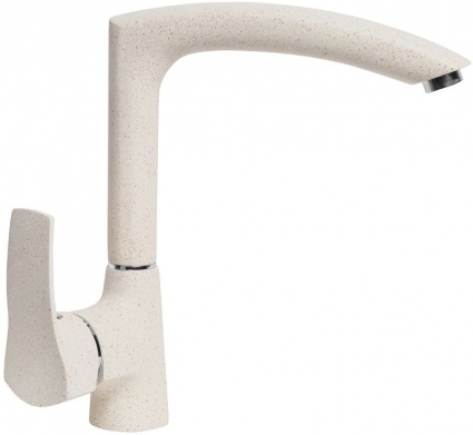 Смеситель AquaGranitEx C-7040 для кухонной мойки, бежевый, однорычажный, высота излива 21.8 см