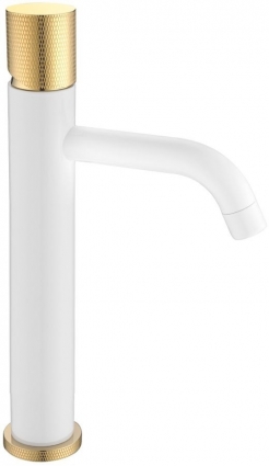 Смеситель Boheme Stick 122-WG.2 для раковины, white touch gold, однорычажный, высота излива 20.6 см