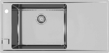 Мойка кухонная Alveus Stricto 30 L брашированная, прямоугольная, с крылом, 98x47.2 см