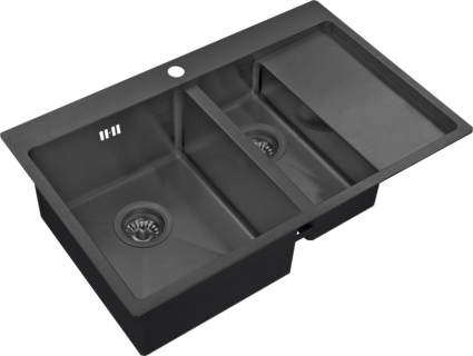 Мойка кухонная Zorg Inox PVD 5178-2-L grafit брашированная, прямоугольная, 78x51 см