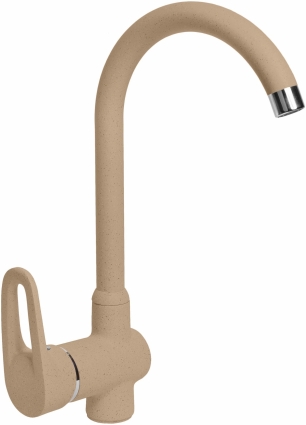 Смеситель AquaGranitEx C-5035 для кухонной мойки, песочный, однорычажный, бежевый