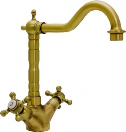 Смеситель Seaman Barcelone SSL-5079 Antique Gold для кухонной мойки двухвентильный, золото