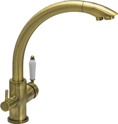 Смеситель Seaman Barcelone SSL-5382 Antique Gold для кухонной мойки однорычажный, золото