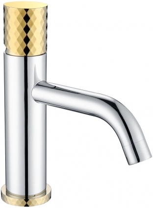 Смеситель Boheme Stick 121-CRG для раковины, chrome diamond gold, однорычажный, высота излива 7.3 см