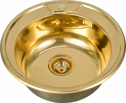 Мойка кухонная Seaman Eco Wien SWT-490-Gold polish полированная, круглая, 49x49 см