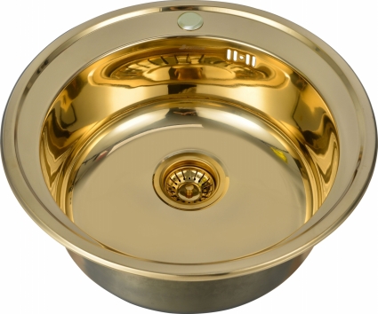 Мойка кухонная Seaman Eco Wien SWT-510-Gold polish полированная, круглая, 51x51 см