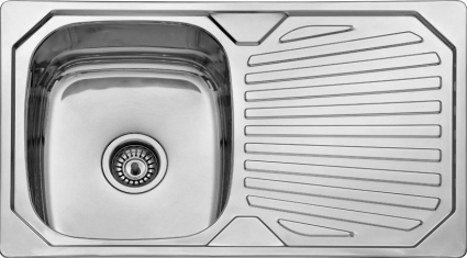 Мойка кухонная Seaman Eco Wien SWT-8048 полированная, прямоугольная, с крылом, 80x48 см