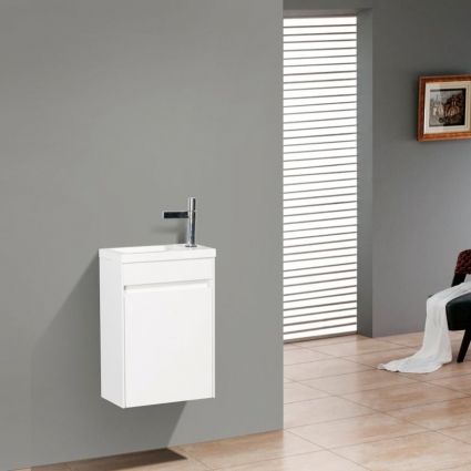 Тумба с раковиной BelBagno Pietra Mini 46 R bianco lucido, подвесная, с дверками