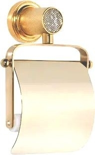 Держатель туалетной бумаги Boheme Royal Cristal Cold с крышкой, золото, подвесной