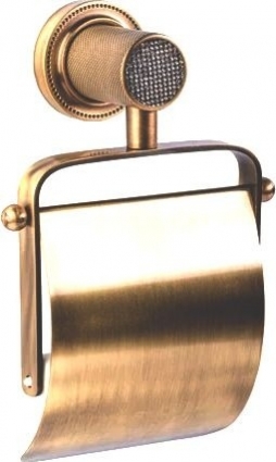 Держатель туалетной бумаги Boheme Royal Cristal Bronze с крышкой, бронза, подвесной
