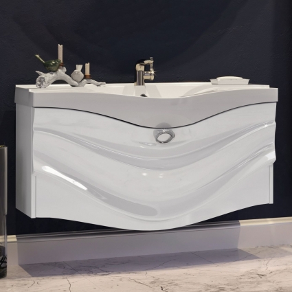 Тумба с раковиной Aima Design Eclipse 110 white, подвесная, с ящиками