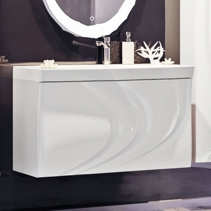 Тумба с раковиной Aima Design Mirage 90 white, подвесная, с ящиками
