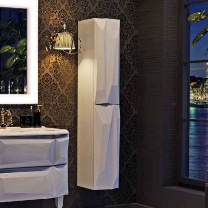 Шкаф-пенал Aima Design Crystal 30П R white подвесной, с дверками
