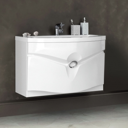 Тумба с раковиной Aima Design Cloud 80 white, подвесная, с ящиками
