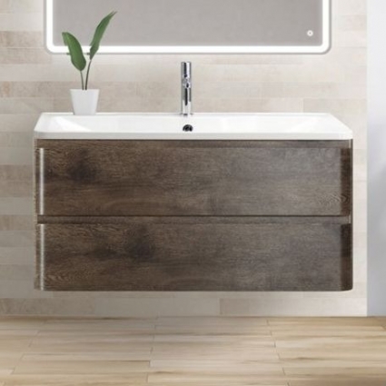 Тумба с раковиной BelBagno Albano 100 robere nature grigio, подвесная, с ящиками