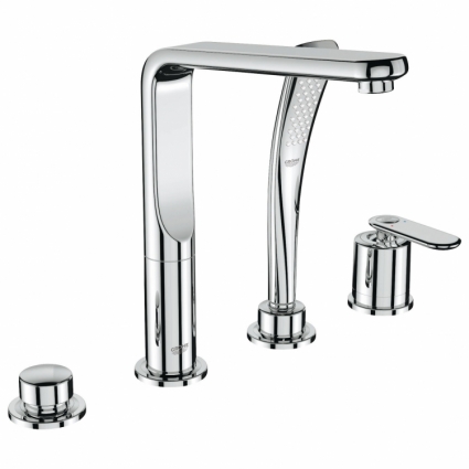 Смеситель для ванны Grohe Veris с душевым гарнитуром на борт ванны, 4 отверстия, однорычажный, хром