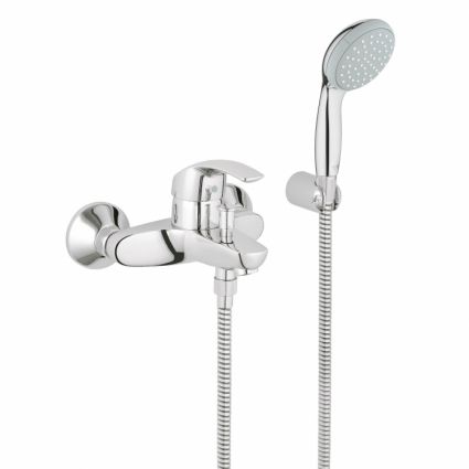 Смеситель для ванны Grohe Eurosmart с душевым гарнитуром, однорычажный, хром