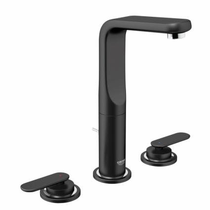 Смеситель для раковины Grohe Veris на 3 отверстия с донным клапаном, двухвентильный, черный