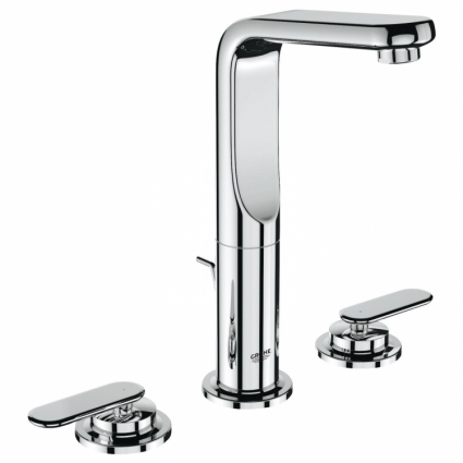 Смеситель для раковины Grohe Veris на 3 отверстия с донным клапаном, двухвентильный, хром