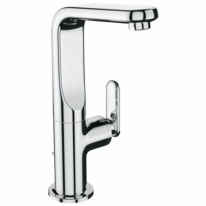 Смеситель для раковины Grohe Veris с донным клапаном и высоким изливом, однорычажный, хром