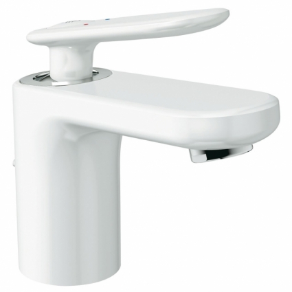Смеситель для раковины Grohe Veris с донным клапаном и низким изливом, однорычажный, белый