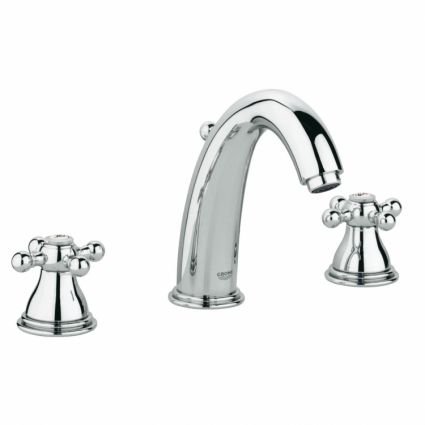 Смеситель для раковины Grohe Sinfonia на 3 отверстия с донным клапаном и высоким изливом, двухвентильный, хром