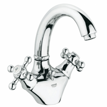 Смеситель для раковины Grohe Sinfonia с донным клапаном, вынос 155 мм, двухвентильный, хром