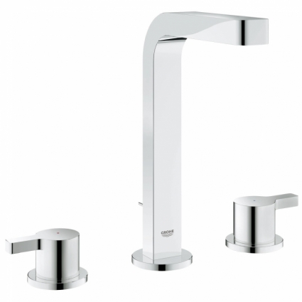 Смеситель для раковины Grohe Lineare на 3 отверстия с донным клапаном и высоким изливом, двухвентильный, хром