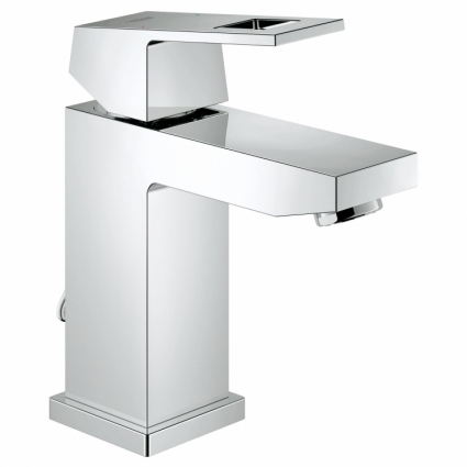 Смеситель для раковины Grohe Eurocube с цепочкой и ограничением расхода воды, однорычажный, хром