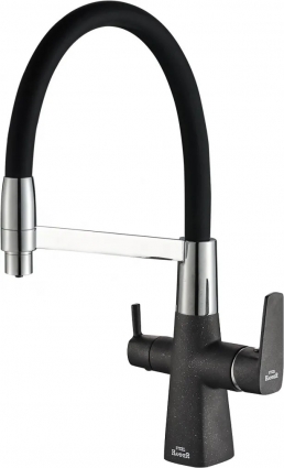 Смеситель Steel Hammer SH 818-6 Black Cr для кухонной мойки однорычажный, высота излива 20.3 см