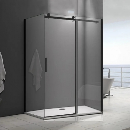 Душевой уголок Good Door Galaxy WTW+SP-C-В 170x90, профиль черный, прямоугольный, двери раздвижные