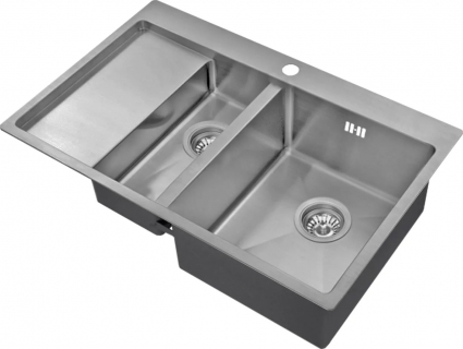 Мойка кухонная Zorg Inox R 5178-2-R брашированная, прямоугольная, с крылом, 78x51 см