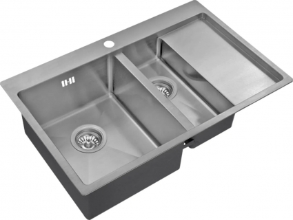 Мойка кухонная Zorg Inox R 5178-2-L брашированная, прямоугольная, с крылом, 78x51 см