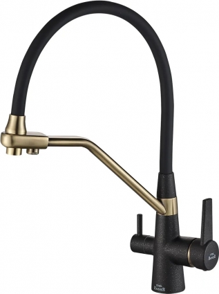 Смеситель Steel Hammer SH 903-6 Black Br для кухонной мойки однорычажный, бронза / черный