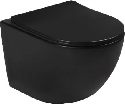Унитаз подвесной SantiLine SL-5018B безободковый, с микролифтом, 36.5x48.5 см