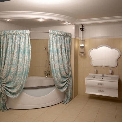 Штора для ванной Aima Design У37613 240x240, двойная, бирюзовая в современном стиле