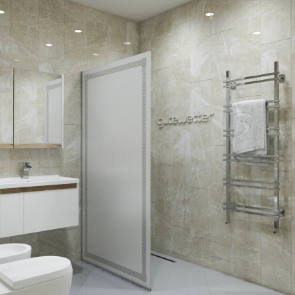 Душевая перегородка GuteWetter Glass Line GK-010 CL VE 105x220 стекло тонированное, с узором, профиль серебро, матовый